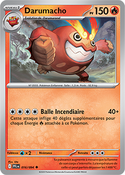 Carte Pokémon Peu commune Darumacho 16/94 de la série Flammes Fantasmagoriques
