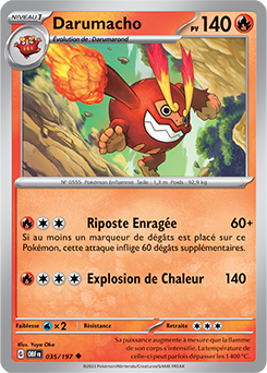 Carte Pokémon Peu commune Darumacho 35/197 de la série Flammes Obsidiennes