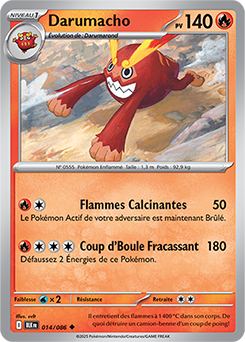 Carte Pokémon Peu commune Darumacho 14/86 de la série Foudre Noire