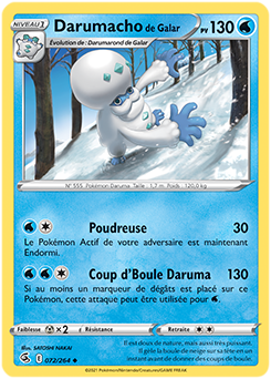 Carte Pokémon Peu commune Darumacho de Galar 72/264 de la série Poing de Fusion