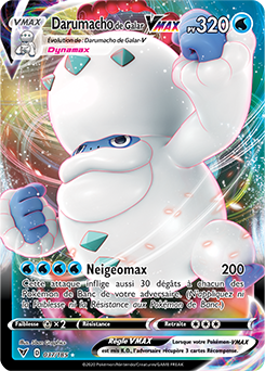 Carte Pokémon Ultra rare VMAX Darumacho de Galar VMAX 037/185 de la série Voltage Éclatant