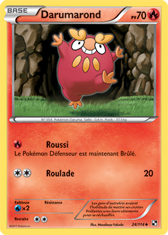 Carte Pokémon Peu commune Darumarond 24/114 de la série Noir & Blanc