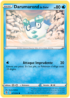 Carte Pokémon Communes Darumarond de Galar 71/264 de la série Poing de Fusion