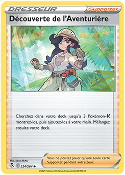 Carte Pokémon Peu commune Découverte de l'Aventurière 224/264 de la série Poing de Fusion