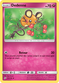 Carte Pokémon Peu commune Dedenne 145/236 de la série Harmonie des Esprits