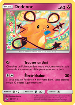 Carte Pokémon Peu commune Dedenne 88/131 de la série Lumière Interdite