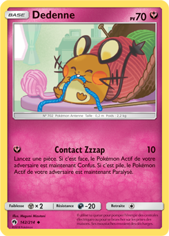 Carte Pokémon Peu commune Dedenne 142/214 de la série Tonnerre Perdu