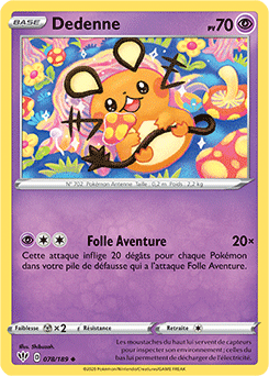 Carte Pokémon Dedenne 78/189 de la série Ténèbres Embrasées en vente au meilleur prix