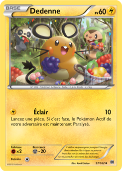 Carte Pokémon Peu commune Dedenne 57/162 de la série Impulsion Turbo