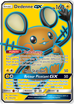 Carte Pokémon Pokémon Full Art Dedenne GX 195/214 de la série Alliance Infallible