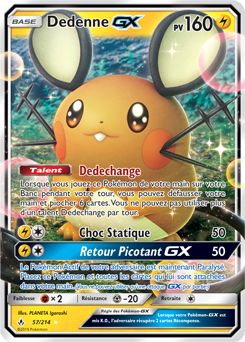 Carte Pokémon Dedenne GX 57/214 de la série Alliance Infallible en vente au meilleur prix