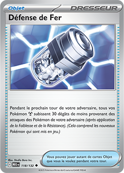 Carte Pokémon Peu commune Défense de Fer 118/132 de la série Méga-Évolution