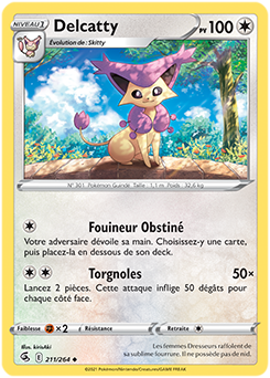 Carte Pokémon Peu commune Delcatty 211/264 de la série Poing de Fusion