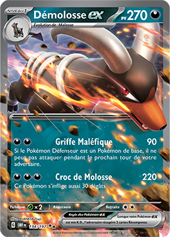 Carte Pokémon Double rare Démolosse ex 134/197 de la série Flammes Obsidiennes