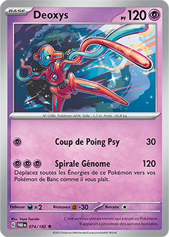 Carte Pokémon Rare Deoxys 74/182 de la série Faille Paradoxe