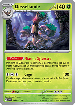 Carte Pokémon Peu commune Desséliande 12/197 de la série Flammes Obsidiennes