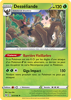 Carte Pokémon Holographique rare Desseliande 017/196 de la série Origine Perdue
