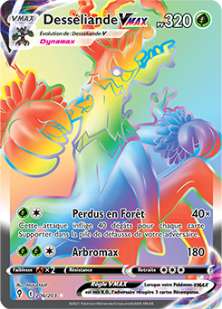 Carte Pokémon Rainbow VMAX Desséliande VMAX 206/203 de la série Évolution Céleste