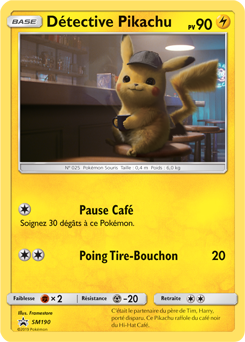 Carte Pokémon Promo Detective Pikachu SM190 de la série Promos Soleil et Lune