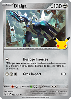 Carte Pokémon Rare Dialga 103/128 de la série 30e Anniversaire