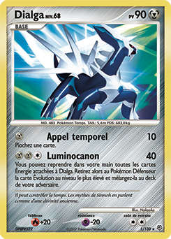 Carte Pokémon Holographique Rare Dialga 1/130 de la série Diamant & Perle