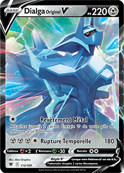 Carte Pokémon Ultra rare V Dialga Originel V 113/189 de la série Astres Radieux