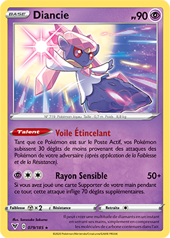 Carte Pokémon Holographique rare Diancie 079/185 de la série Voltage Éclatant