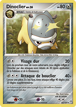 Carte Pokémon Peu commune Dinoclier 63/123 de la série Trésors Mystérieux