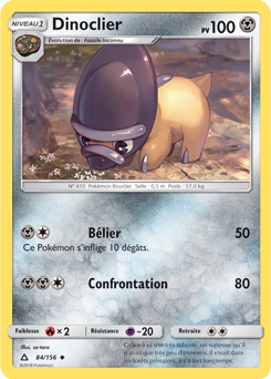 Carte Pokémon Peu commune Dinoclier 84/156 de la série Ultra Prisme
