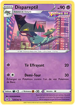 Carte Pokémon Peu commune Dispareptil 129/264 de la série Poing de Fusion