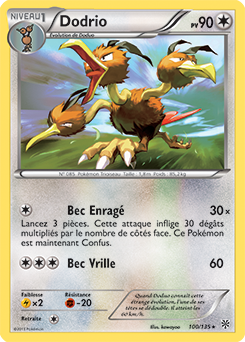 Carte Pokémon Rare Dodrio 100/135 de la série Tempête Plasma