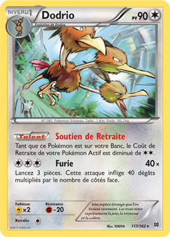 Carte Pokémon Rare Dodrio 117/162 de la série Impulsion Turbo