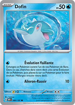 Carte Pokémon Communes Dofin 60/197 de la série Flammes Obsidiennes