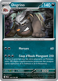 Carte Pokémon Dogrino 58/84 de la série Nuit Noire en vente au meilleur prix