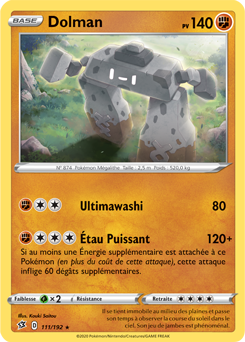Carte Pokémon Holographique rare Dolman 111/192 de la série Clash des Rebelles