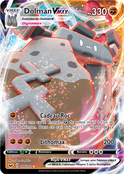 Carte Pokémon Ultra rare VMAX Dolman VMAX 116/202 de la série Épée et Bouclier