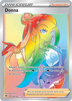 Carte Pokémon Secrète Rainbow Dresseur Donna 196/185 de la série Voltage Éclatant