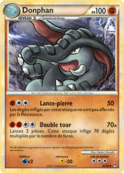 Carte Pokémon Peu commune Donphan 42/95 de la série Appel des Légendes