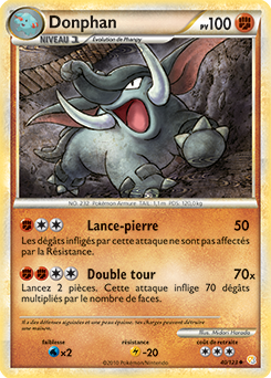 Carte Pokémon Peu commune Donphan 40/123 de la série HeartGold SoulSilver