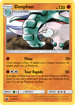 Carte Pokémon Peu commune Donphan 73/168 de la série Tempête Céleste