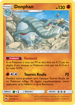 Carte Pokémon Rare Donphan 112/214 de la série Tonnerre Perdu