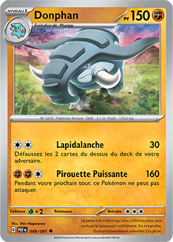 Carte Pokémon Donphan 49/91 de la série Destinées de Paldea en vente au meilleur prix