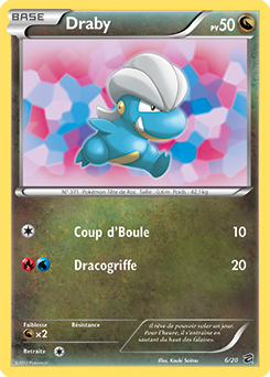 Carte Pokémon Holographique Rare Draby 6/20 de la série Coffre des Dragons