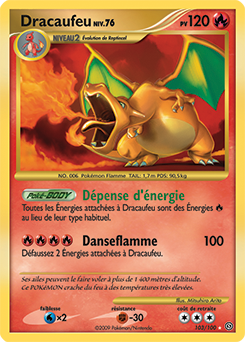 Carte Pokémon Holographique Secrète Dracaufeu 103/100 de la série Tempête