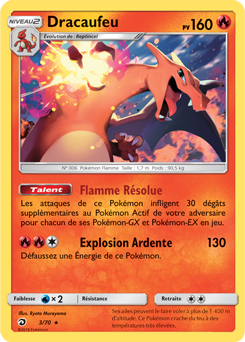 Carte Pokémon Holographique Rare Dracaufeu 3/70 de la série Majesté des Dragons