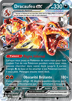 Carte Pokémon Double rare Dracaufeu ex 125/197 de la série Flammes Obsidiennes