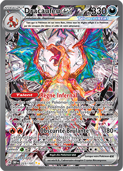 Carte Pokémon Illustration spéciale rare Dracaufeu ex 223/197 de la série Flammes Obsidiennes