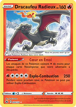 Carte Pokémon Dracaufeu Radieux 020/159 de la série Zénith Suprême en vente au meilleur prix