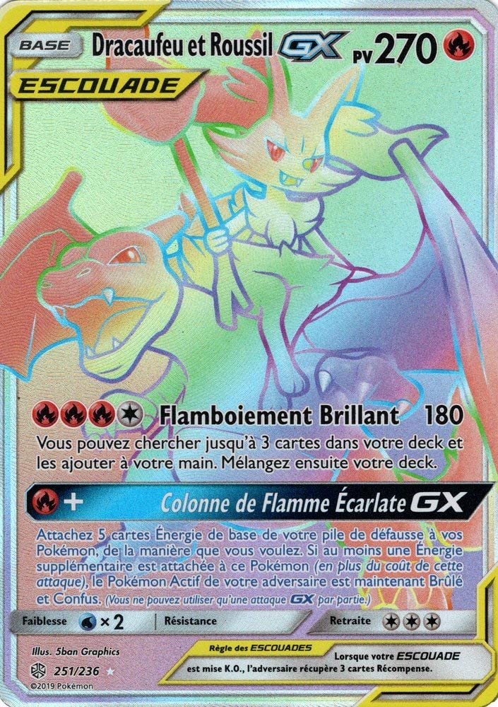 Carte Pokémon Dracaufeu Roussil GX 251/236 de la série Éclipse Cosmique en vente au meilleur prix