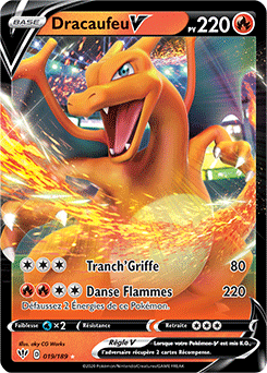 Carte Pokémon Dracaufeu V 19/189 de la série Ténèbres Embrasées en vente au meilleur prix